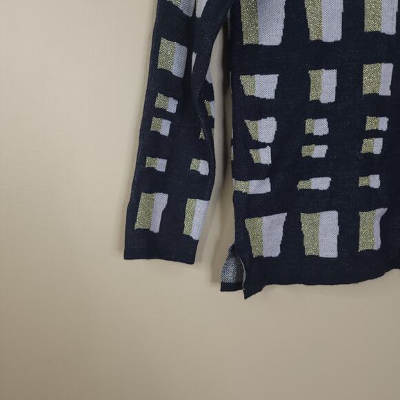 Ann Taylor Lattice Knit Black Gold Metallic Sweater Size XXSP - Picture 2 of 8